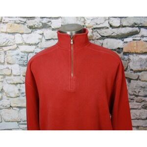 TOMMY BAHAMA Men's Quarter Zip My Neck Red Jersey All Cotton Long Sleeve Large